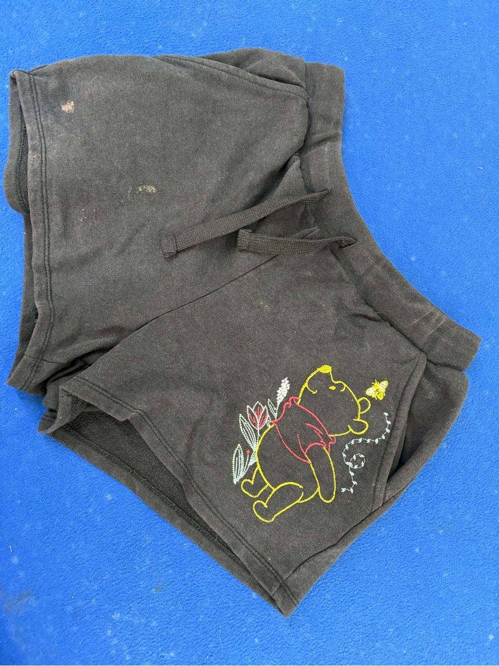 Disney Black Shorts with Colorful Winnie the Pooh Embroidery